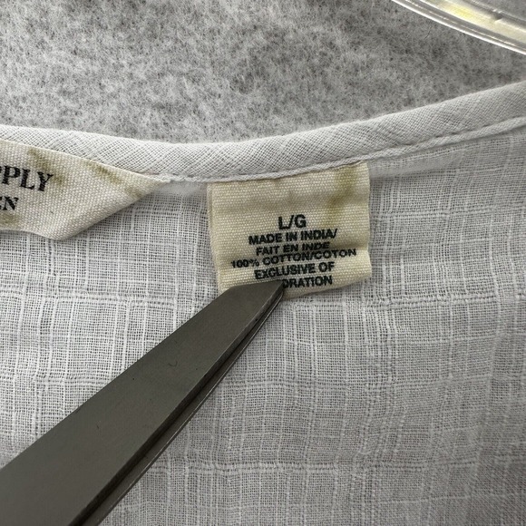 Denim & Supply Ralph Lauren Women Top LARGE Ivory Blouse Peasant Boho Embroidery - Picture 11 of 14